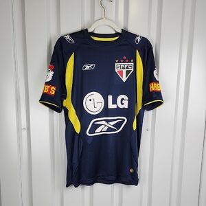 Reebok Navy Yellow Men's São Paulo FC Soccer Jersey with LG Logo Size Medium